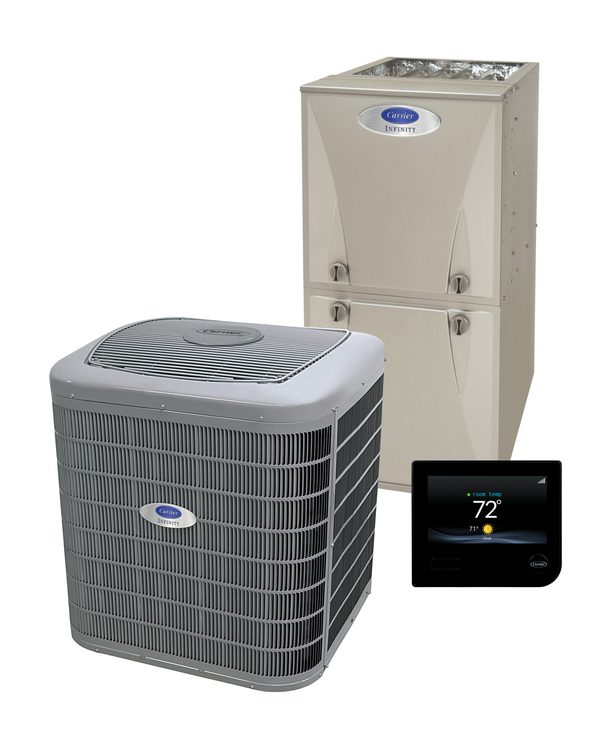 Carrier Infinity air conditioner, furnace and thermostat